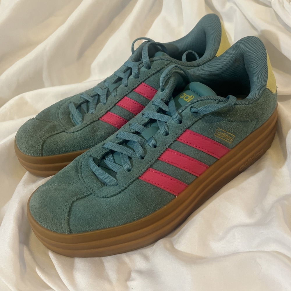 adidas VL Court Bold Shoes Womens 6 Colorful Suede Chunky Platform Sneaker